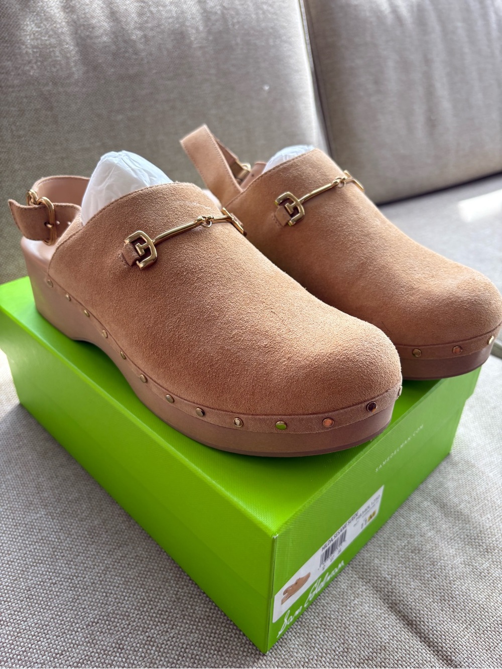 Sam Edelman Hilda Suede Slingback Clogs w/Gold Hardware sz11 Mint condition